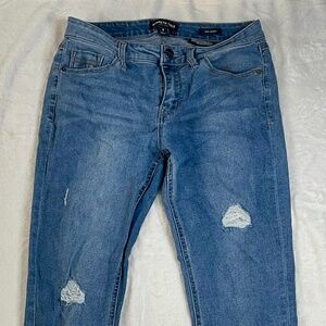 Kenneth Cole Jess Skinny Distressed Blue Jeans Women’s Size 6 Raw Hem Mid Rise